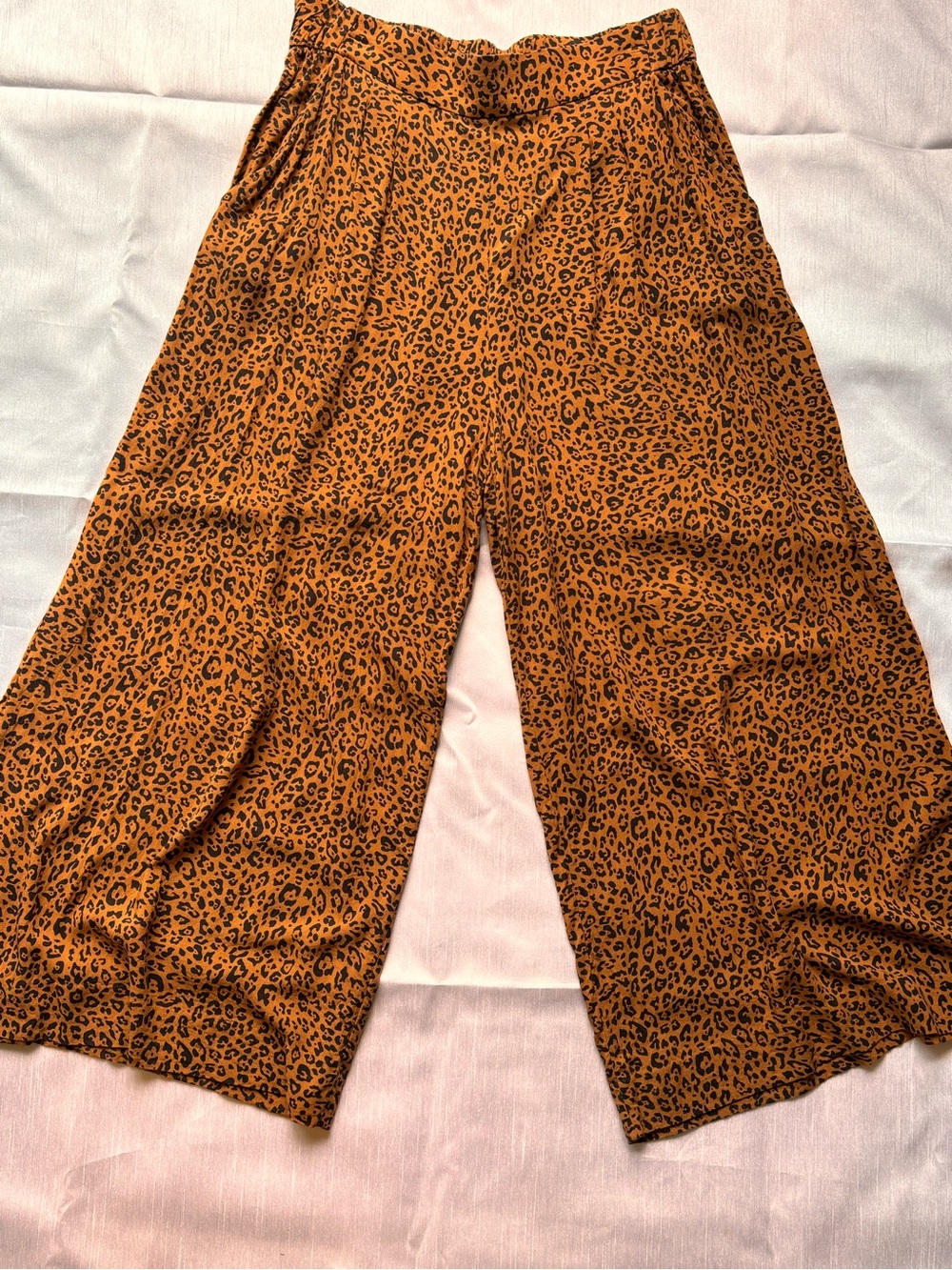 Womens Leopard Print Wide-Leg Pants size 6